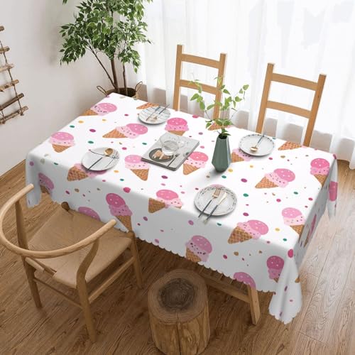 EZDLOWVBA Rechteckige Tischdecke mit Eistüten-Druck, abwischbar, wasserabweisend, Tischdecke für Zuhause, Esszimmer, Küche, Party, 137 x 183 cm von EZDLOWVBA