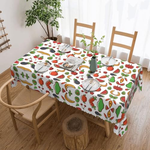 EZDLOWVBA Rechteckige Tischdecke mit Gemüse- und Obstdruck, abwischbar, wasserabweisend, Tischdecke für Zuhause, Esszimmer, Küche, Party, 137 x 183 cm von EZDLOWVBA