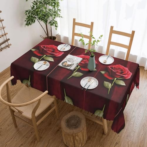 EZDLOWVBA Rechteckige Tischdecke mit Gothic-Rosendruck, abwischbar, wasserabweisend, Tischdecke für Zuhause, Esszimmer, Küche, Party, 137 x 183 cm von EZDLOWVBA