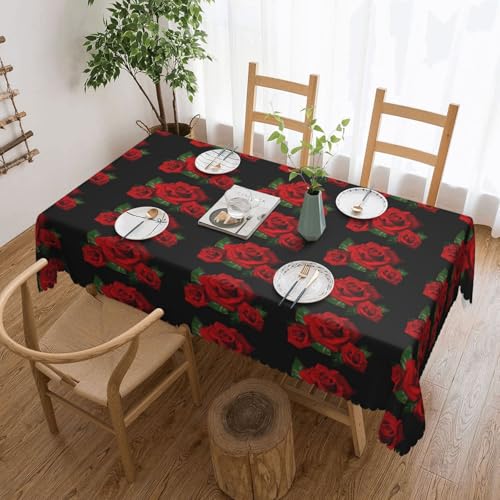 EZDLOWVBA Rechteckige Tischdecke mit Gothic-Rosendruck, abwischbar, wasserabweisend, Tischdecke für Zuhause, Esszimmer, Küche, Party, 137 x 183 cm von EZDLOWVBA