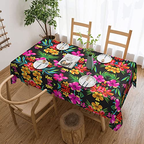 EZDLOWVBA Rechteckige Tischdecke mit Hawaii-Blumendruck, abwischbar, wasserabweisend, Tischdecke für Zuhause, Esszimmer, Küche, Party, 137 x 183 cm von EZDLOWVBA