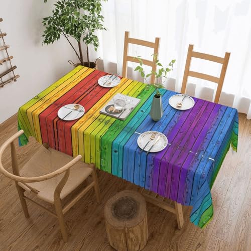 EZDLOWVBA Rechteckige Tischdecke mit Holzhintergrund, abwischbar, wasserabweisend, Tischdecke für Zuhause, Esszimmer, Küche, Party, 137 x 183 cm von EZDLOWVBA