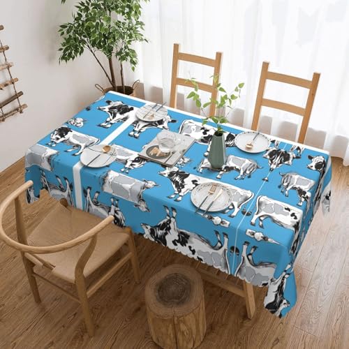 EZDLOWVBA Rechteckige Tischdecke mit Kuhmuster, abwischbar, wasserabweisend, Tischdecke für Zuhause, Esszimmer, Küche, Party, 137 x 183 cm von EZDLOWVBA