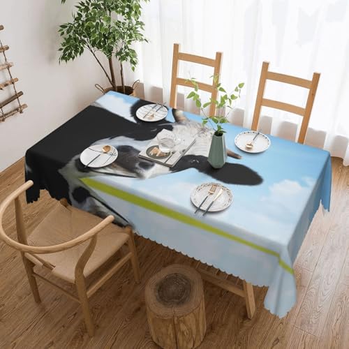 EZDLOWVBA Rechteckige Tischdecke mit Kuhmuster, abwischbar, wasserabweisend, Tischdecke für Zuhause, Esszimmer, Küche, Party, 137 x 183 cm von EZDLOWVBA