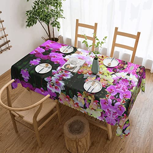 EZDLOWVBA Rechteckige Tischdecke mit Orchideen-Druck, abwischbar, wasserabweisend, Tischdecke für Zuhause, Esszimmer, Küche, Party, 137 x 183 cm von EZDLOWVBA