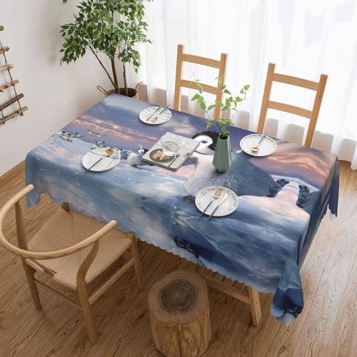 EZDLOWVBA Rechteckige Tischdecke mit Pinguin-Aufdruck, abwischbar, wasserabweisend, Tischdecke für Zuhause, Esszimmer, Küche, Party, 137 x 183 cm von EZDLOWVBA