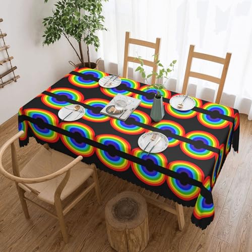 EZDLOWVBA Rechteckige Tischdecke mit Regenbogen-Druck, abwischbar, wasserabweisend, Tischdecke für Zuhause, Esszimmer, Küche, Party, 137 x 183 cm von EZDLOWVBA