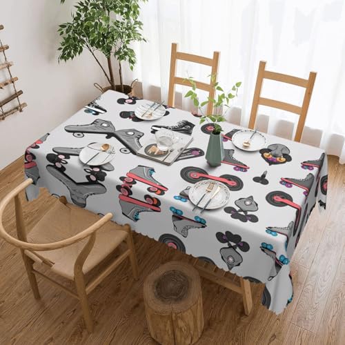 EZDLOWVBA Rechteckige Tischdecke mit Rollschuh-Druck, abwischbar, wasserabweisend, Tischdecke für Zuhause, Esszimmer, Küche, Party, 137 x 183 cm von EZDLOWVBA