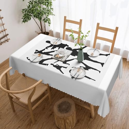 EZDLOWVBA Rechteckige Tischdecke mit Silhouetten von Kampfsport-Druck, abwischbar, wasserabweisend, Tischdecke für Zuhause, Esszimmer, Küche, Party, 137 x 183 cm von EZDLOWVBA