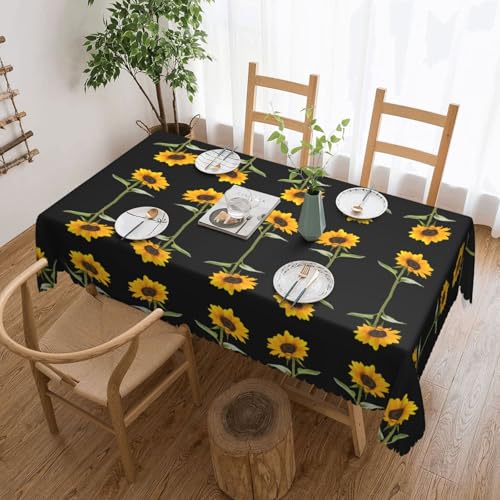 EZDLOWVBA Rechteckige Tischdecke mit Sonnenblumen-Aufdruck, abwischbar, wasserabweisend, Tischdecke für Zuhause, Esszimmer, Küche, Party, 137 x 183 cm von EZDLOWVBA