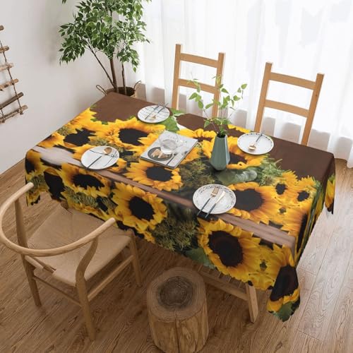 EZDLOWVBA Rechteckige Tischdecke mit Sonnenblumen-Druck, abwischbar, wasserabweisend, Tischdecke für Zuhause, Esszimmer, Küche, Party, 137 x 183 cm von EZDLOWVBA