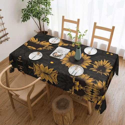 EZDLOWVBA Rechteckige Tischdecke mit Sonnenblumen-Druck, abwischbar, wasserabweisend, Tischdecke für Zuhause, Esszimmer, Küche, Party, 137 x 183 cm von EZDLOWVBA