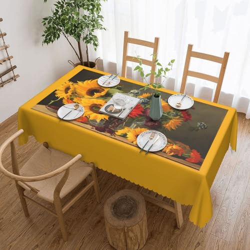 EZDLOWVBA Rechteckige Tischdecke mit Sonnenblumen-Druck, abwischbar, wasserabweisend, Tischdecke für Zuhause, Esszimmer, Küche, Party, 137 x 183 cm von EZDLOWVBA