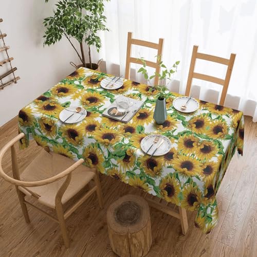 EZDLOWVBA Rechteckige Tischdecke mit Sonnenblumen-Druck, abwischbar, wasserabweisend, Tischdecke für Zuhause, Esszimmer, Küche, Party, 137 x 183 cm von EZDLOWVBA