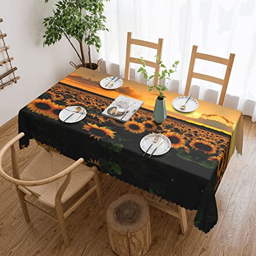 EZDLOWVBA Rechteckige Tischdecke mit Sonnenblumen- und Sonnenuntergangs-Druck, abwischbar, wasserabweisend, Tischdecke für Zuhause, Esszimmer, Küche, Party, 137 x 183 cm von EZDLOWVBA