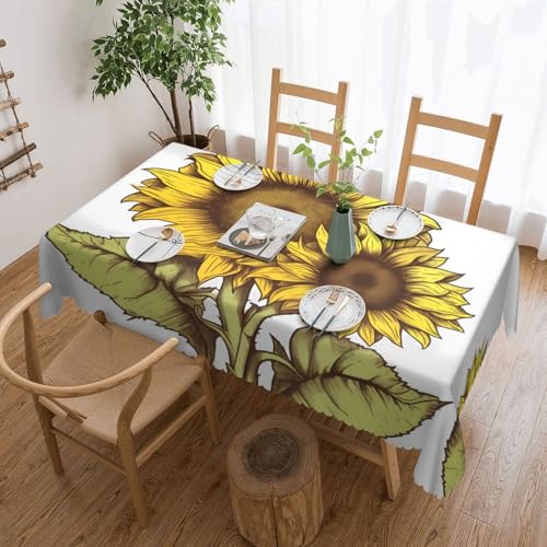 EZDLOWVBA Rechteckige Tischdecke mit Sonnenblumenmuster, abwischbar, wasserabweisend, Tischdecke für Zuhause, Esszimmer, Küche, Party, 137 x 183 cm von EZDLOWVBA