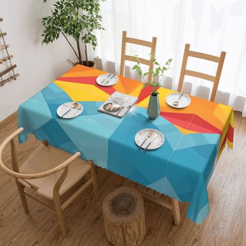 EZDLOWVBA Rechteckige Tischdecke mit Sonnenuntergang und Sonnenaufgang mit Meereswellen-Druck, abwischbar, wasserabweisend, Tischdecke für Zuhause, Esszimmer, Küche, Party, 137 x 183 cm von EZDLOWVBA