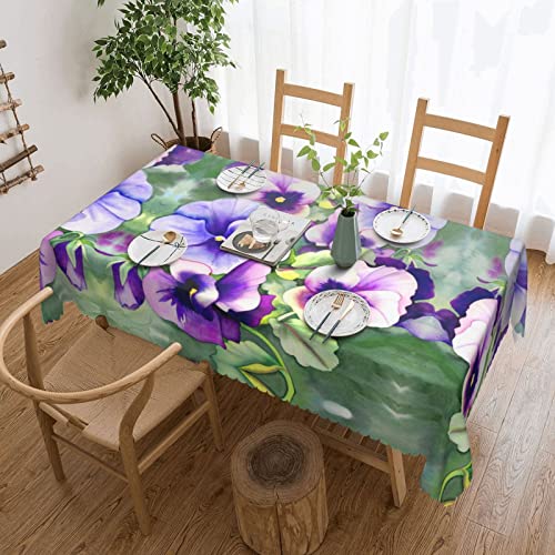 EZDLOWVBA Rechteckige Tischdecke mit Stiefmütterchen-Aufdruck, abwischbar, wasserabweisend, Tischdecke für Zuhause, Esszimmer, Küche, Party, 137 x 183 cm von EZDLOWVBA