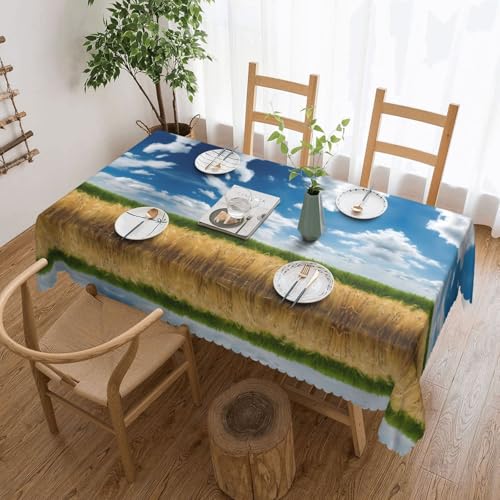 EZDLOWVBA Rechteckige Tischdecke mit Weizenfelddruck, abwischbar, wasserabweisend, Tischdecke für Zuhause, Esszimmer, Küche, Party, 137 x 183 cm von EZDLOWVBA