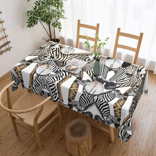 EZDLOWVBA Rechteckige Tischdecke mit Zebra- und Giraffenmuster, abwischbar, wasserabweisend, Tischdecke für Zuhause, Esszimmer, Küche, Party, 137 x 183 cm von EZDLOWVBA