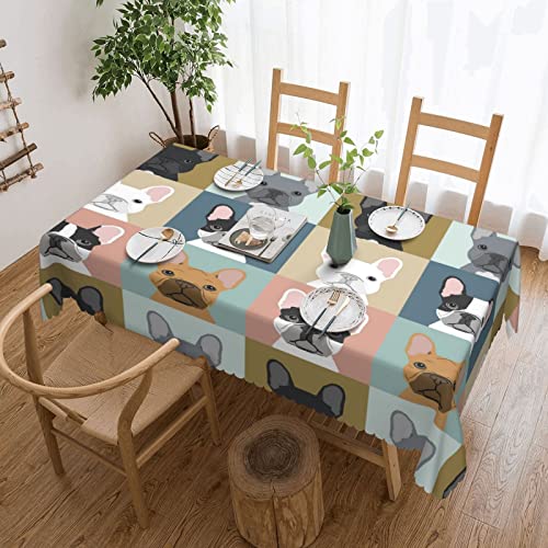 EZDLOWVBA Rechteckige Tischdecke mit französischer Bulldogge, abwischbar, wasserabweisend, Tischdecke für Zuhause, Esszimmer, Küche, Party, 137 x 183 cm von EZDLOWVBA