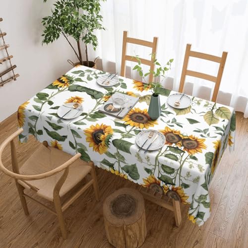 EZDLOWVBA Rechteckige Tischdecke mit frischem Sonnenblumen-Druck, abwischbar, wasserabweisend, Tischdecke für Zuhause, Esszimmer, Küche, Party, 137 x 183 cm von EZDLOWVBA