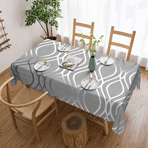 EZDLOWVBA Rechteckige Tischdecke mit geometrischem Figurendruck, abwischbar, wasserabweisend, Tischdecke für Zuhause, Esszimmer, Küche, Party, 137 x 183 cm, silberfarben von EZDLOWVBA