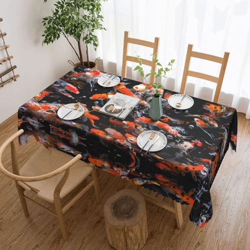 EZDLOWVBA Rechteckige Tischdecke mit japanischem Karpfenfisch-Druck, abwischbar, wasserabweisend, Tischdecke für Zuhause, Esszimmer, Küche, Party, 137 x 183 cm von EZDLOWVBA