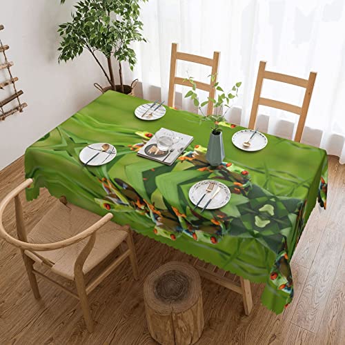 EZDLOWVBA Rechteckige Tischdecke mit lustigem Frosch-Aufdruck, abwischbar, wasserabweisend, Tischdecke für Zuhause, Esszimmer, Küche, Party, 137 x 183 cm von EZDLOWVBA