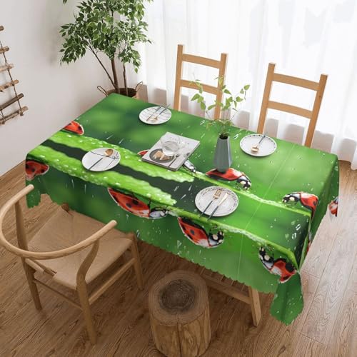 EZDLOWVBA Rechteckige Tischdecke mit lustigem Marienkäfer-Druck, abwischbar, wasserabweisend, Tischdecke für Zuhause, Esszimmer, Küche, Party, 137 x 183 cm von EZDLOWVBA