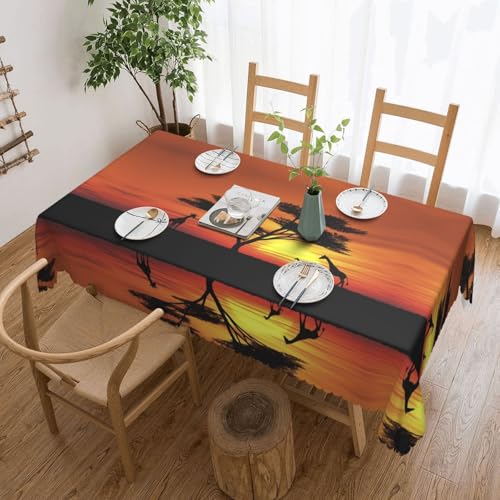 EZDLOWVBA Rechteckige Tischdecke mit lustigem afrikanischem Sonnenuntergang-Druck, abwischbar, wasserabweisend, Tischdecke für Zuhause, Esszimmer, Küche, Party, 137 x 183 cm von EZDLOWVBA