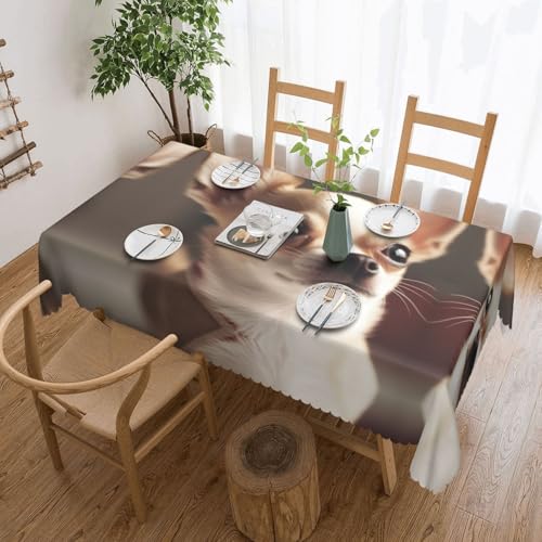 EZDLOWVBA Rechteckige Tischdecke mit niedlichem Chihuahua-Druck, abwischbar, wasserabweisend, Tischdecke für Zuhause, Esszimmer, Küche, Party, 137 x 183 cm von EZDLOWVBA