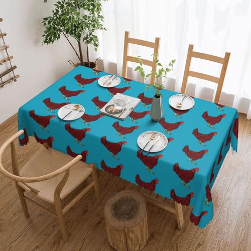 EZDLOWVBA Rechteckige Tischdecke mit rotem Hühnermotiv, abwischbar, wasserabweisend, Tischdecke für Zuhause, Esszimmer, Küche, Party, 137 x 183 cm von EZDLOWVBA