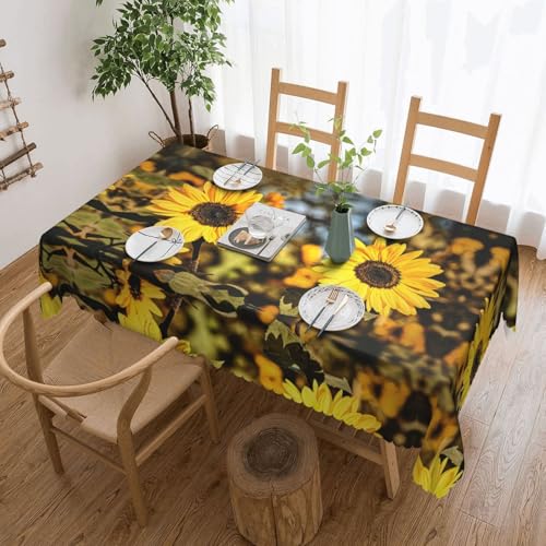 EZDLOWVBA Rechteckige Tischdecke mit schönem Sonnenblumen-Druck, abwischbar, wasserabweisend, Tischdecke für Zuhause, Esszimmer, Küche, Party, 137 x 183 cm von EZDLOWVBA