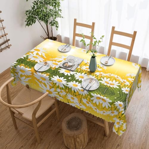 EZDLOWVBA Rechteckige Tischdecke mit sommerlichem Gänseblümchen-Motiv, abwischbar, wasserabweisend, Tischdecke für Zuhause, Esszimmer, Küche, Party, 137 x 183 cm von EZDLOWVBA