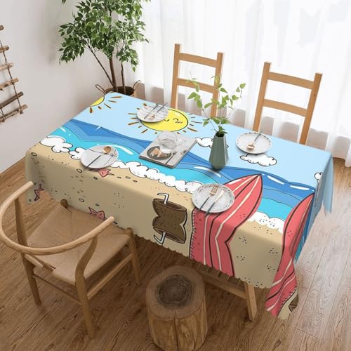 EZDLOWVBA Rechteckige Tischdecke mit sommerlichem Lotusdruck, abwischbar, wasserabweisend, Tischdecke für Zuhause, Esszimmer, Küche, Party, 137 x 183 cm von EZDLOWVBA