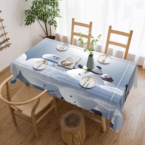 EZDLOWVBA Rechteckige Tischdecke mit weihnachtlichem Schneemann-Druck, abwischbar, wasserabweisend, Tischdecke für Zuhause, Esszimmer, Küche, Party (137 x 183 cm) von EZDLOWVBA