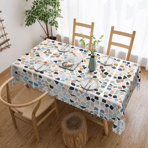 EZDLOWVBA Terrazzo Rechteckige Tischdecke mit Marmor-Druck, abwischbar, wasserabweisend, Tischdecke für Zuhause, Esszimmer, Küche, Party, 137 x 183 cm von EZDLOWVBA