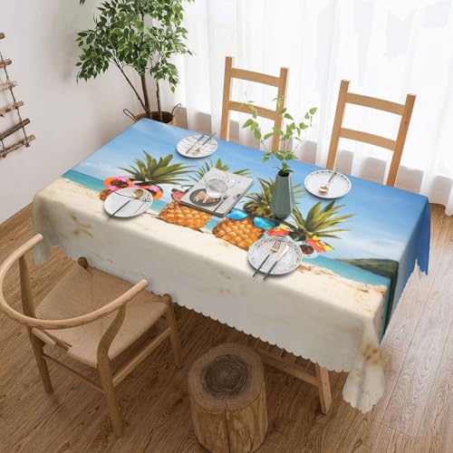 EZDLOWVBA Tischdecke, rechteckig, mit geometrischem Ananas-Druck, abwischbar, wasserabweisend, Tischdecke für Zuhause, Esszimmer, Küche, Party, 137 x 183 cm, Gelb von EZDLOWVBA