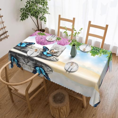 EZDLOWVBA Zen Design Rechteckige Tischdecke mit Schmetterlingsdruck, abwischbar, wasserabweisend, Tischdecke für Zuhause, Esszimmer, Küche, Party, 137 x 183 cm von EZDLOWVBA