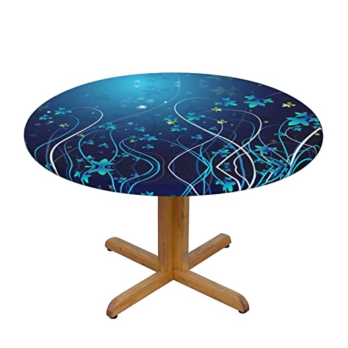 Wasserdichte, runde Tischdecke mit elastischem Rand, schmutzabweisend, öldicht, Tischschutz für Esszimmer, Küche, Picknick, Party (S: 122 cm), Größe M: 138 cm, Blau von EZDLOWVBA