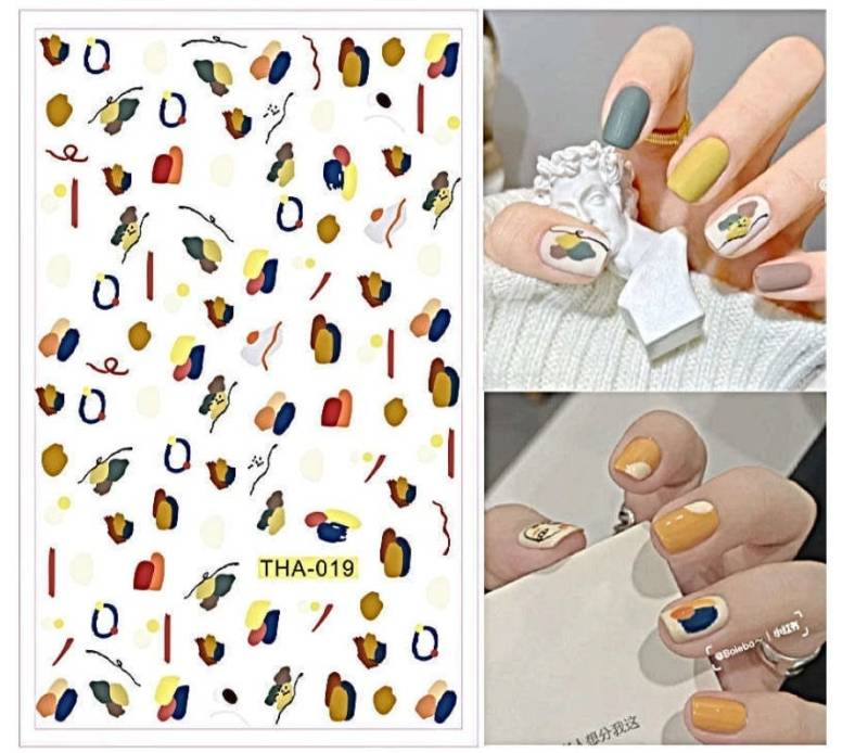 Braun Gelb Navy Abstrakte Kunst - Nail Art Decals Aufkleber Transfers von EZNailsStore