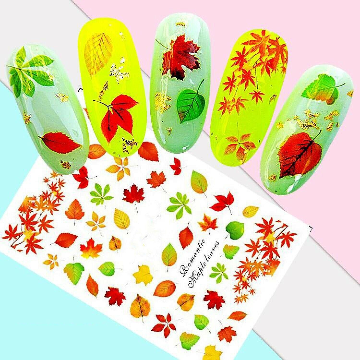 Herbst, Ahorn, Orange Blätter - Nail Art Decals Sticker Transfers von EZNailsStore