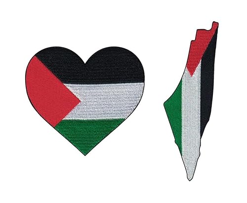 EZPARTY - 2 x Palästina (Herz und Land) bestickte Applikation zum Aufbügeln oder Aufnähen – Rucksäcke, Kleidung, Jeans, Hüte von EZPARTY