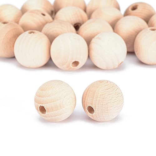 11006-008 Unbehandelte Holzperlen Ø 30 mm 100 Stück Runde Perlen zum Basteln DIY Handgemachte Dekorationen Schmuck Basteln Holz 20 [,Ø 30mm] von EZVFIRPDFZ