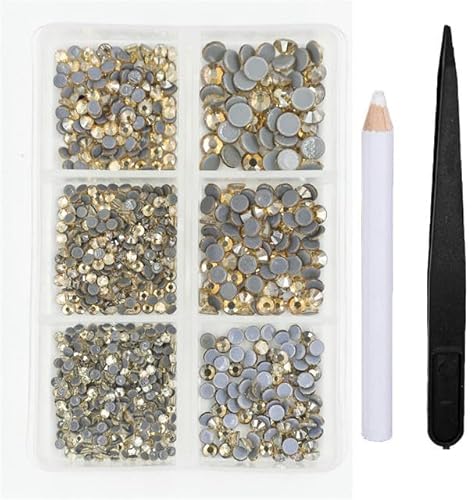 1200 Stück Glas-Kristall-Fix-Strass-Set mit flacher Rückseite, 3D-Kristall-Nagelkunst-Strasssteine für DIY-Kleidungsdekorationen, Montana Champange von EZVFIRPDFZ