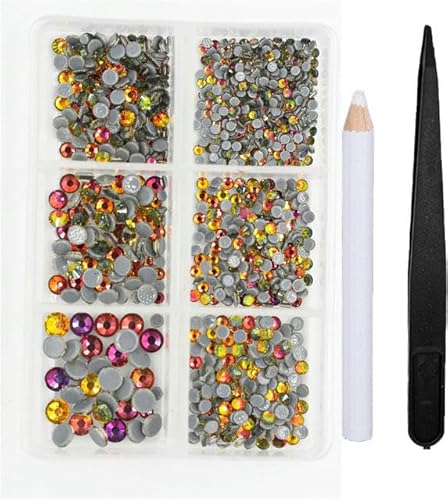 1200 Stück Glas-Kristall-Fix-Strass-Set mit flacher Rückseite, 3D-Kristall-Nagelkunst-Strasssteine für DIY-Kleidungsdekorationen, Montana Siam Vulkan von EZVFIRPDFZ