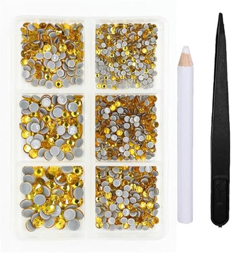 1200 Stück Glas-Kristall-Fix-Strass-Set mit flacher Rückseite, 3D-Kristall-Nagelkunst-Strasssteine für DIY-Kleidungsdekorationen, Montana Topas von EZVFIRPDFZ