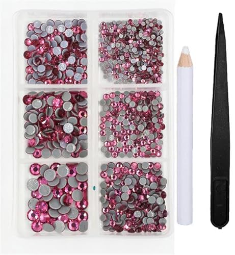 1200 Stück Glas-Kristall-Strass-Set mit flacher Rückseite, 3D-Kristall-Nagelkunst-Strasssteine für DIY-Kleidungsdekorationen, Montana Rose von EZVFIRPDFZ