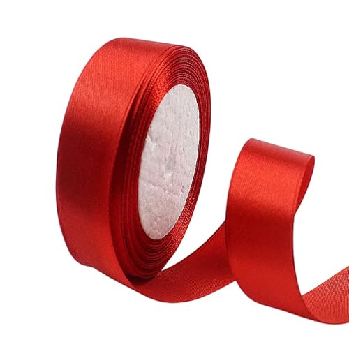 15 mm rotes Band zum Basteln von Geschenken, 23 m rotes Polyester, doppelseitiges Satinband, Geschenkband, Weihnachtsband, Geschenkverpackung, dickes Stoffband für Geschenke, Blumensträuße, Kuchen, von EZVFIRPDFZ